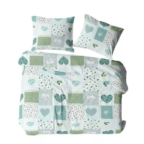 1111N Bielawa KARO спално бельо от кора тюркоаз | 100% памук, копчета, грамаж 140 гр/м²