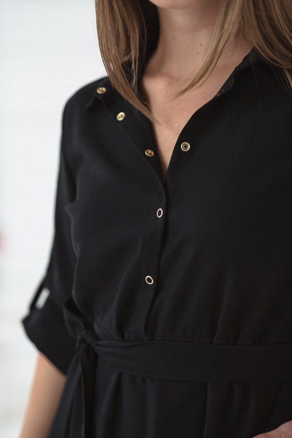 Тениска за бременни и кърмачки Milk&Love, черна | Модал, 3/4 ръкав, регулираща се талия