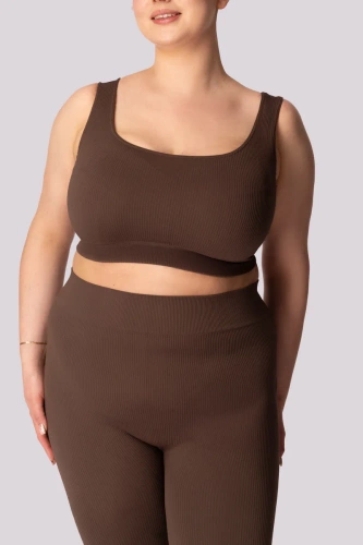 Ribbed top biustonosz sportowy prążek Mona caffe