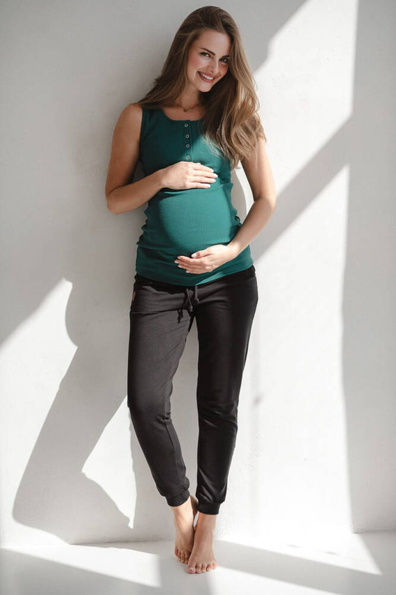 Тениска за кърмачки Milk&Love с рипсове, бутилковозелена