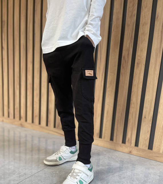 KAR-0042/CZA Черен карго спортен панталон за момче Lagarto Verde