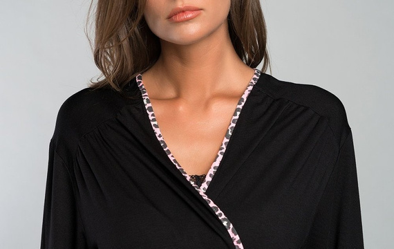 Eila Bis Халат за баня с 3/4 ръкав Италианска мода - леопардов принт 