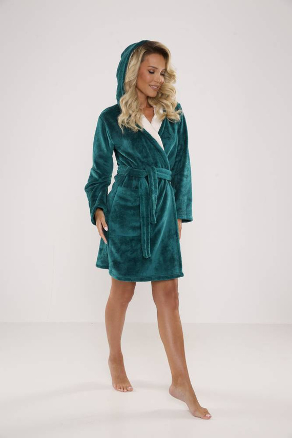 627 Soraya Дамски къс халат Forex - зелен / екрю