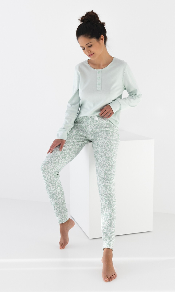 Маслинова дамска пижама Sensis Interlock - мента