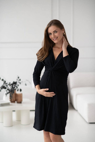 Loop рокля за бременни и кърмачки, 7/8 ръкав, Milk&Love, черна