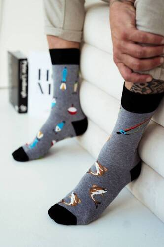 0125-054 Мъжки чорапи Милена Fishing Avangard - меланж