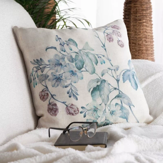 Лен 41 Декоративна калъфка за възглавница Eurofirany | Естествено зелено, шарка на листа