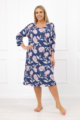 Нощница Italian Fashion Ardizja 100% памук с цветя и ръкав 3/4