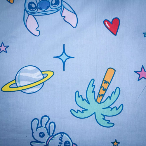 Памучно спално бельо 140x200 Lilo and Stitch синьо 70x90 Jerry Fabrics