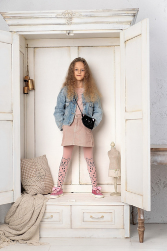 DR 2501 Момичешки чорапогащник Leo Dots Knittex от захарен памук