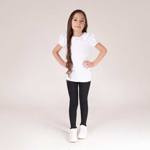 141523 Момичешки рипсен клин Nicol – памук с еластан, волан, черен