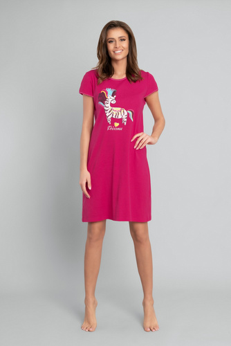 Безумна нощница с къс ръкав Италианска мода - малинова