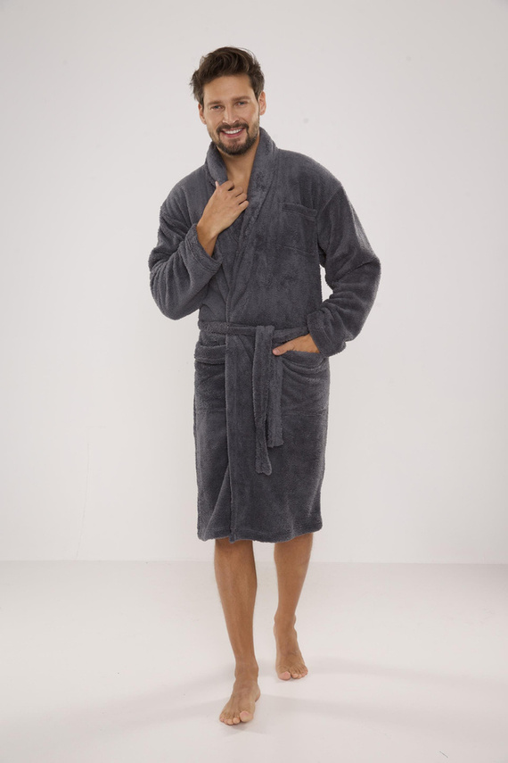 811 Мъжки плюшен халат за баня De Lafense - сив