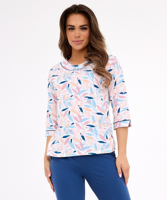 Amelia 732/452 Дамска пижама Cornette, синя – памук, 3/4 ръкав, комфорт и стил