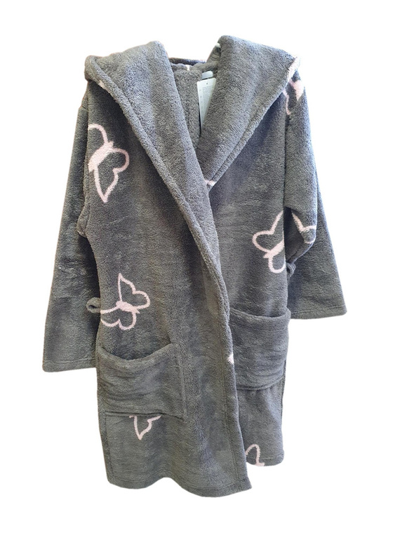 672 Пеперуди Къс дамски халат Forex - сив