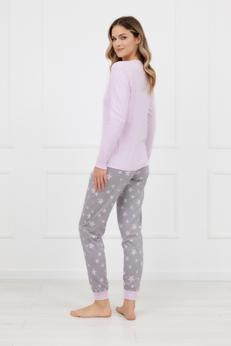 Памучна дамска пижама Sara Italian Fashion – комплект с дълъг ръкав и панталон, нежна и удобна