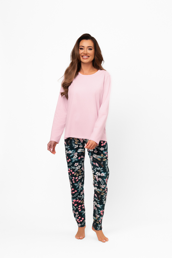 Дамска памучна пижама Marisal - дълъг ръкав, дълъг панталон Италианска мода  