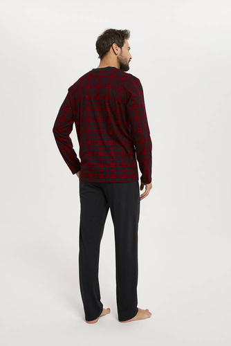 Elijah Мъжка пижама с дълъг ръкав и панталон Италианска мода - принт/черно