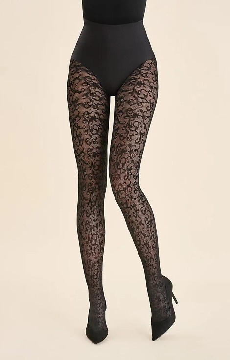 1235 Чорапогащи Perse Gabriella, черни, с орнаменти, 60 дение, 3D технология