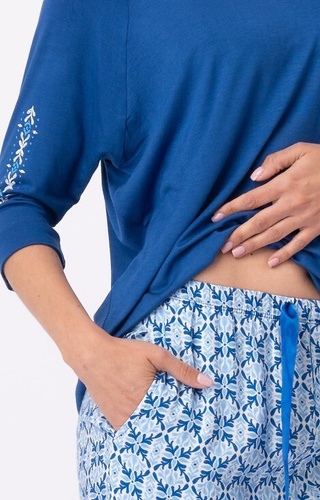 LNS 721 Key дамска пижама от вискоза - синя