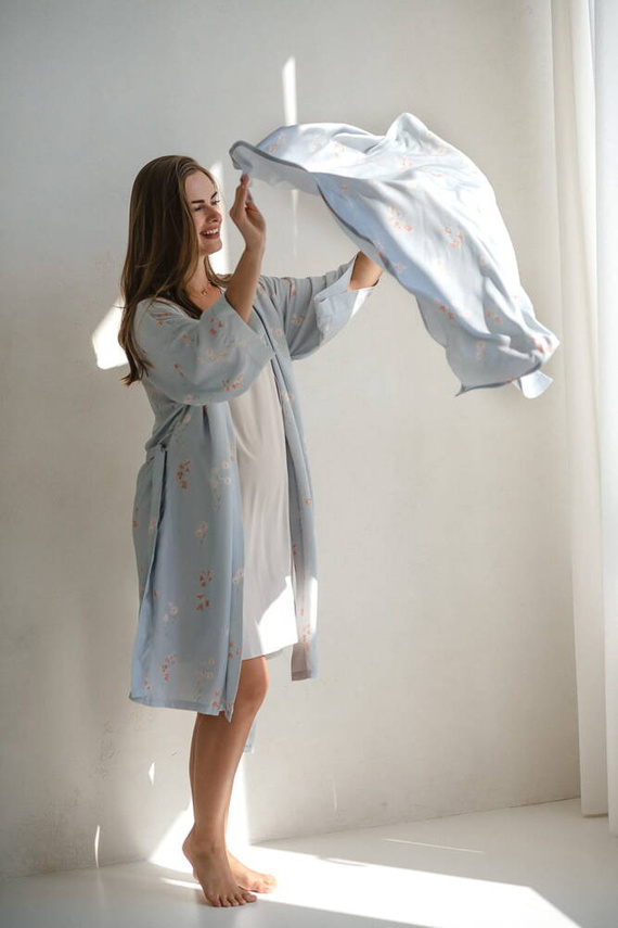 Цветя върху бамбуково повиване Blue Milk&Love