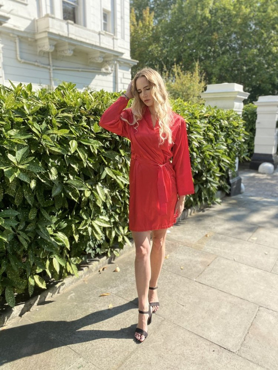 797 Класически дамски халат Forex - червен