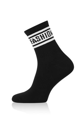 S155D Реколта дълги чорапи италианска мода - черно/бяло 