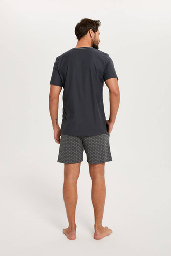 Abel Мъжка пижама с къс ръкав, къси панталони Италианска мода - графит/принт