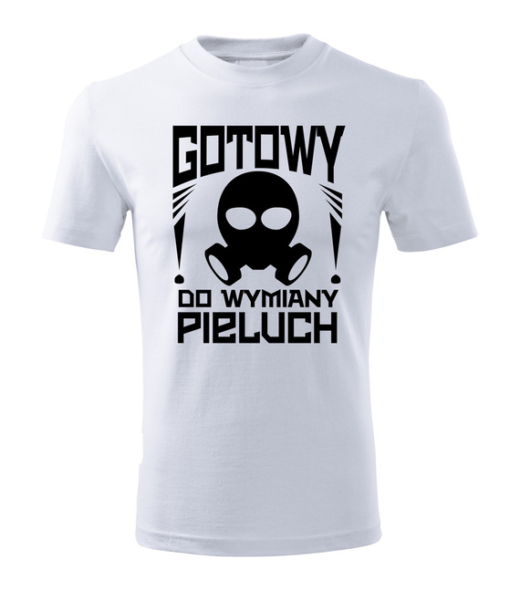 SKU M27 Тениска "Ready to change pampers" за млад татко Moocha бяла