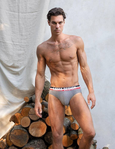 M-1051 SD Мъжки слип Lama черен сив