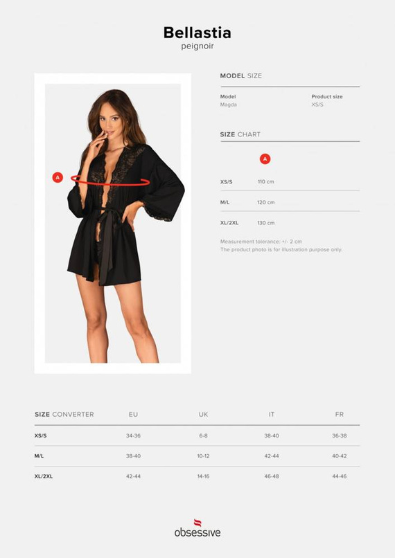 Bellastia Peignoir Szlafrok damski Obsessive czarny 