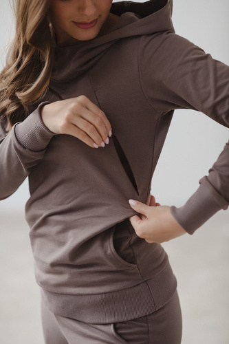 Milk Please Суичър за кърмачки Milk&Love с качулка тип капучино