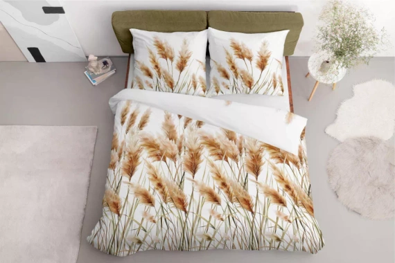 5329 A Сатенено спално бельо Pampas grasses Detexpol gold