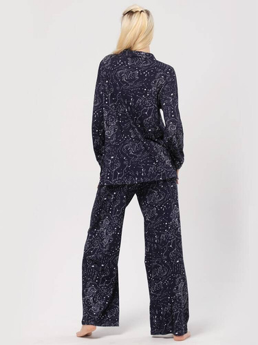 LNS 911 Памучна дамска пижама Key - тъмносиня