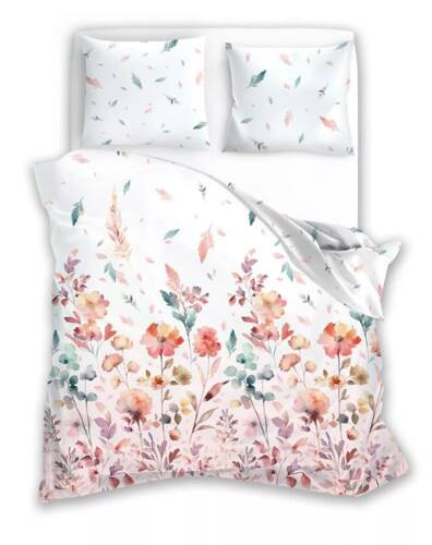 Milargo Verde 001 Сатенено спално бельо с цветя Faro, розово