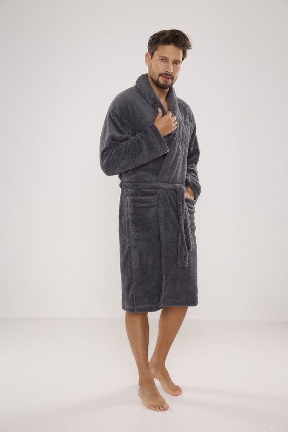 811 Мъжки плюшен халат за баня De Lafense - сив