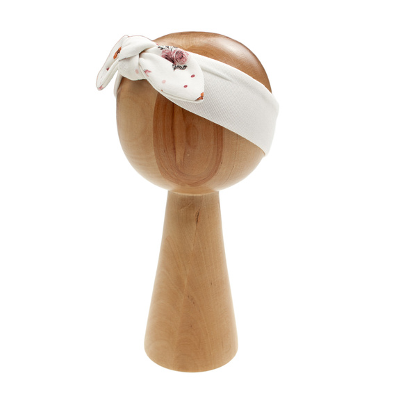 216065 Лента за глава Lala Nicol – кремава памучна с голяма панделка