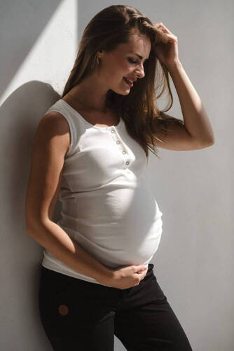 Оребрено горнище за кърмачки Milk&Love с презрамки, кремаво