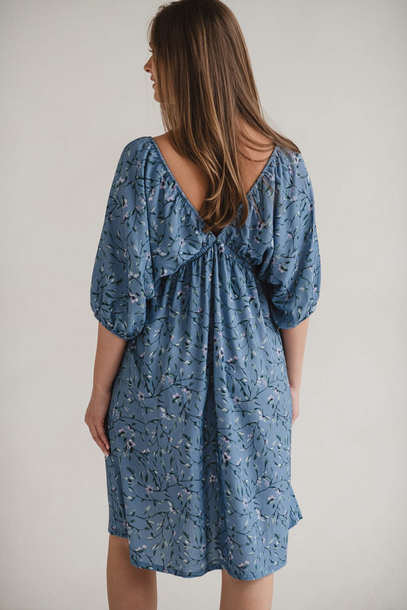 Milk Sun Milk&Love синя рокля за бременни и кърмачки на цветя