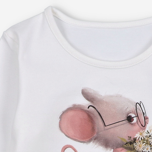 KAR-3008 Блуза с дълъг ръкав Lagarto Verde ecru за момичета – стилна, памучна, полско производство