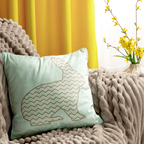 Пролет 1 Великденска калъфка от кадифе декорирана с щампа на зайче Европердета мента