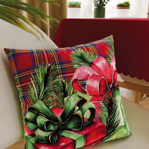 PBN284 Подаръци Коледна калъфка за възглавница Marquisette червена