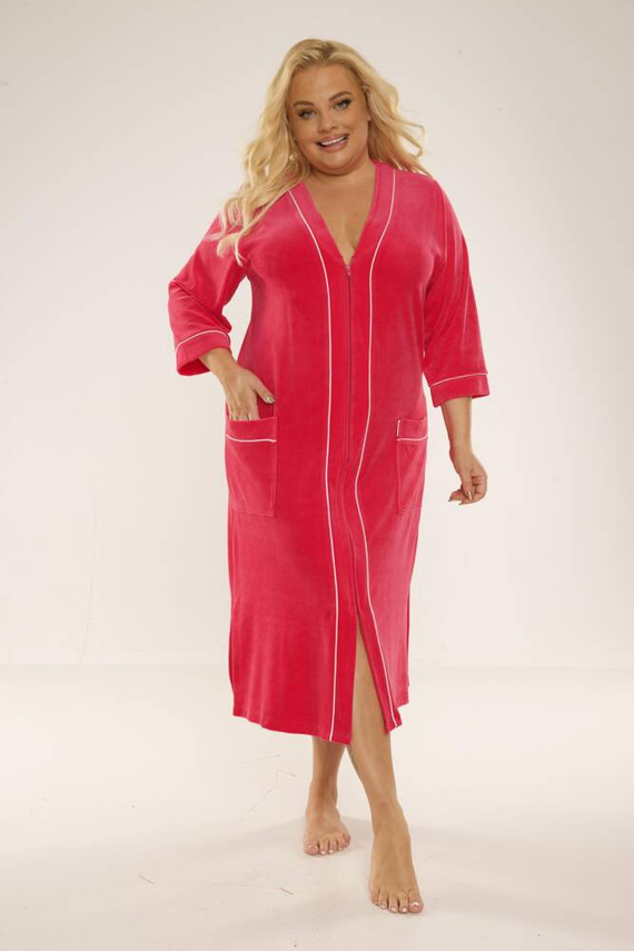 974 / 352 Дамски халат от велур Forex - малинов