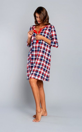 Нощница за бременни и кърмачки Rugia 3/4 ръкав Италианска мода - тъмносиньо 