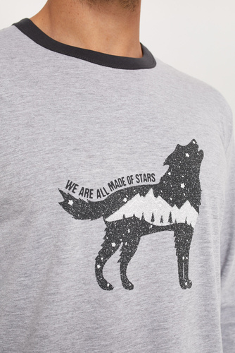 Tikal Мъжки панталон с дълъг ръкав и дълъг панталон Италианска мода - меланж/графит