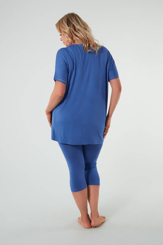 Пижама Natura Дамска пижама с къс ръкав и 3/4 панталон Италианска мода - синя