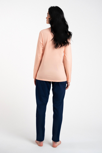 Arietta Дамска пижама с дълъг ръкав и панталон Италианска мода - сьомга 