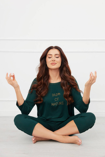 Natura Дамска 3/4 пижама Италианска мода - зелена 