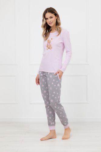 Памучна дамска пижама Sara Italian Fashion – комплект с дълъг ръкав и панталон, нежна и удобна