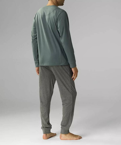 NMP-372 Мъжка пижама с дълъг ръкав, Атлантик-изумрудено-сив меланж